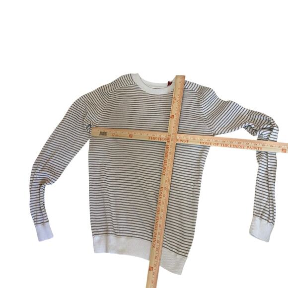 Trovata Women's Cream and Tan Striped Lightweight Cotton Sweater sz S Small Spot - Picture 6 of 8